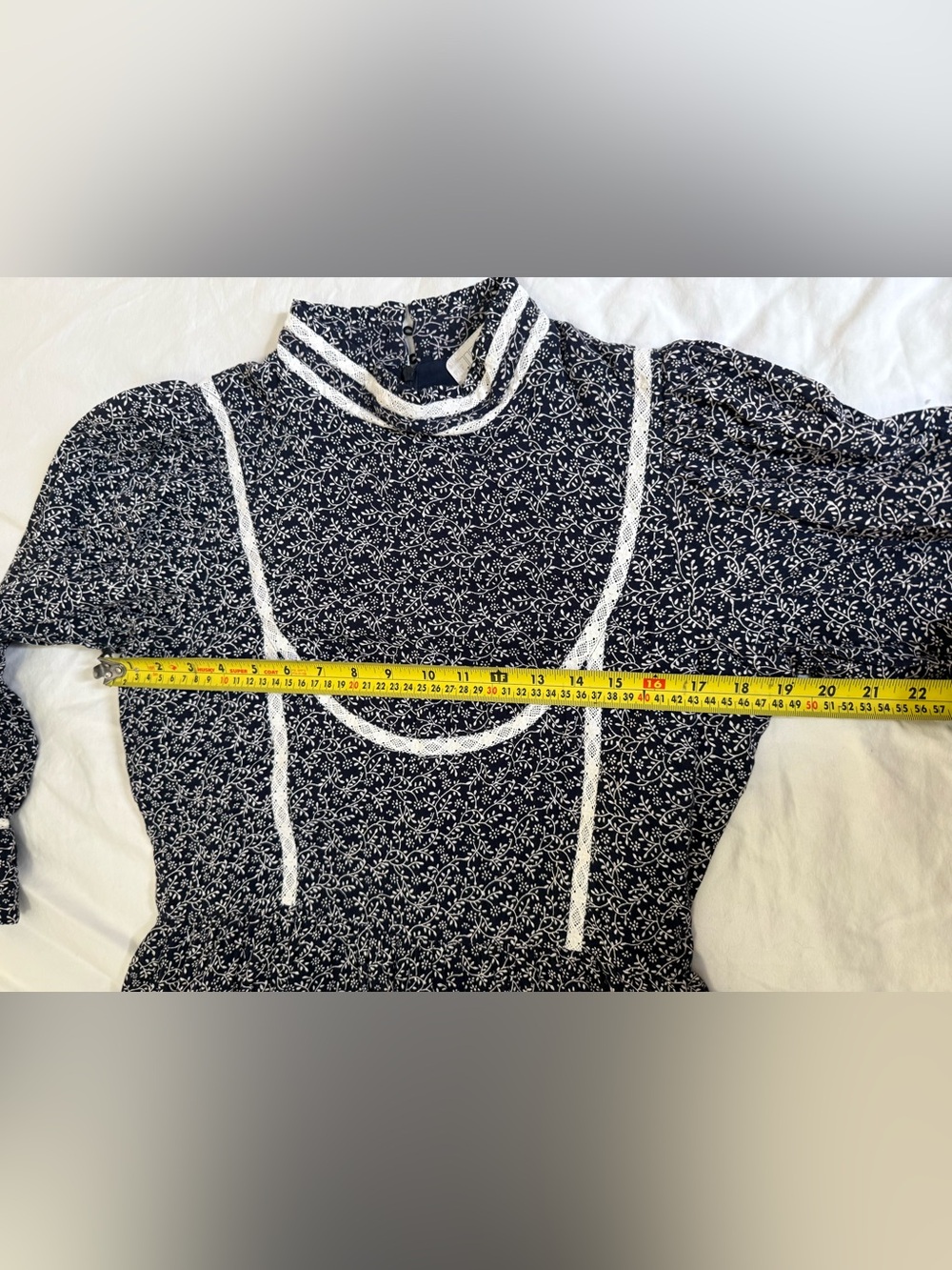 Meadows NWT Prairie Midi Dress Navy Floral Lace Cottagecore Romantic US 8 - Picture 11 of 13
